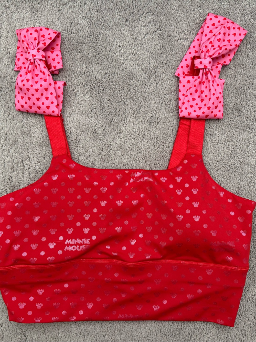 Crowned Athletics Disney Minnie Mouse Long Sports Bra - Removable Bows